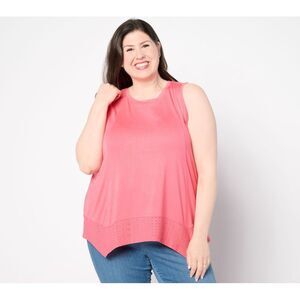 Farmers Defense Women's Top Sz M Lace Scoop Neck Tank Pink A652621
